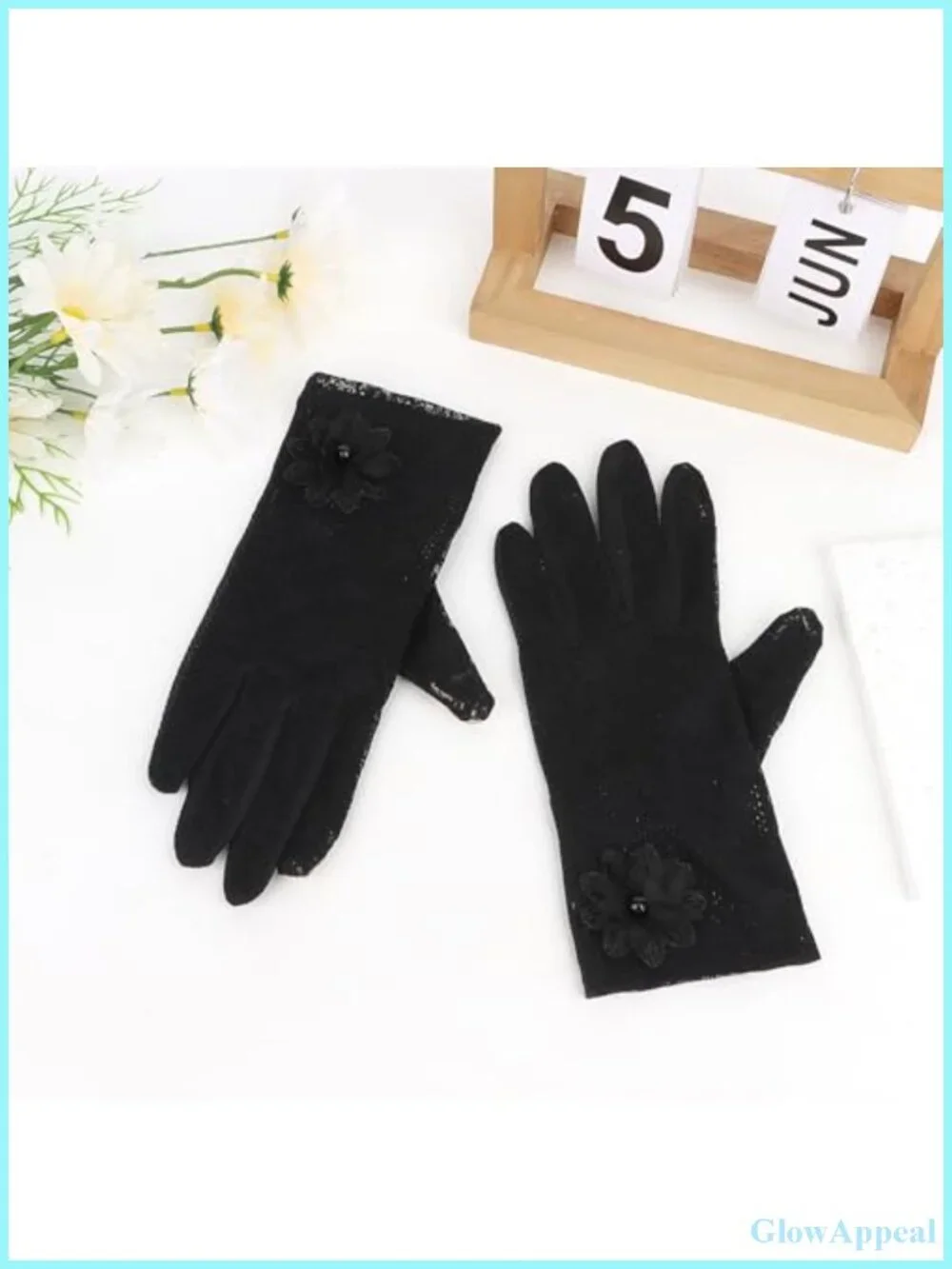 Set of 5 Women's Accessories: Lace Gloves, Feather Hat, Veil for Tea Parties &